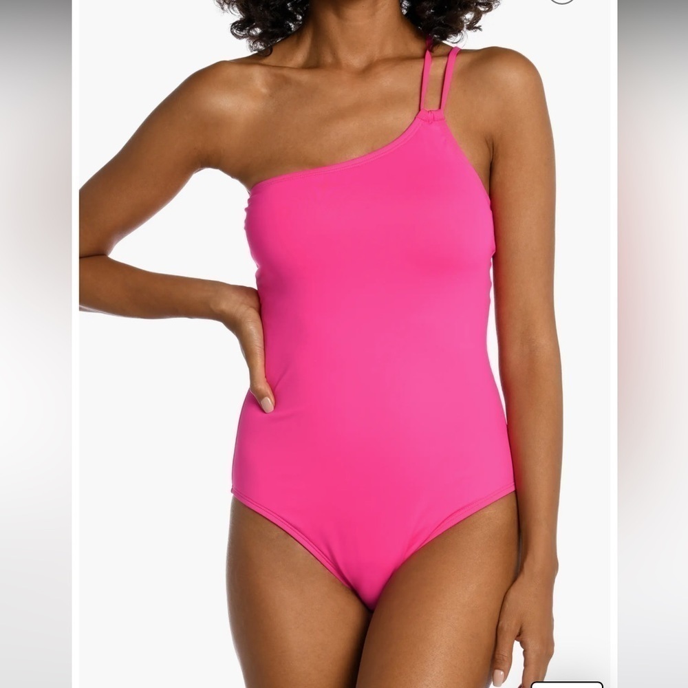 LA BLANCA Island Goddess One Shoulder One Piece Swimsuit Pink 4